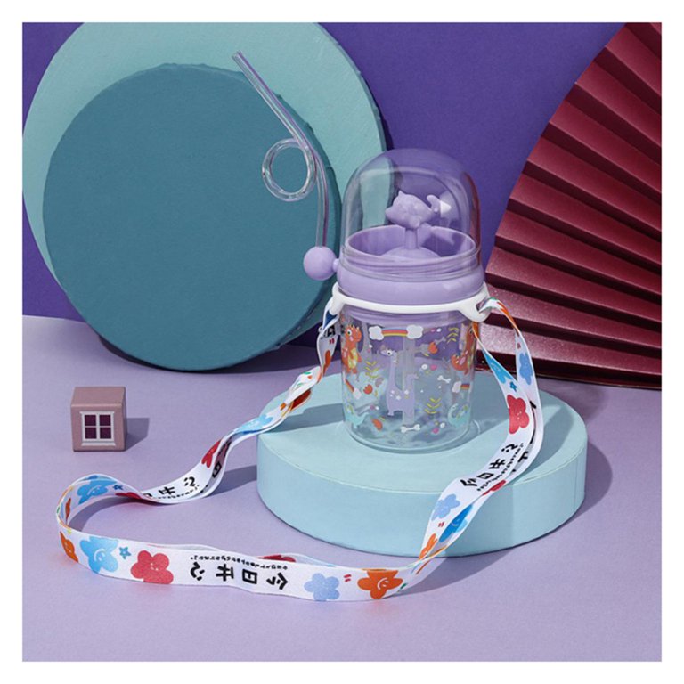 Net Celebrity Ins Wind Whale Cup Summer Plastic Straw Cup Topwoner Toddler Student Cute Water Bottle New, Size: 15.8, Purple