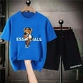 thumbnail image 5 of Shirts Shorts Suit Man Oversized Clothing Summer Tracksuit Casual Streetwear Korea Style Bear Cotton Mens T-Shirt Sets, 5 of 7