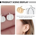 thumbnail image 4 of 2 pares de pendientes con diseño de calabaza para Halloween, joyería de calabaza dorada y plateada JM, 4 of 5