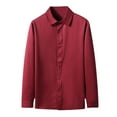 thumbnail image 1 of DPTALR Hommes Décontracté Boutons Coupe Ajustée Col Rabattu Uni Blouse Chemise à Manches Longues, 1 of 5