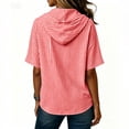 thumbnail image 4 of Fancifize Short Sleeve Hoodies for Women V Neck Striped Button Down Shirts Casual Loose Blouses Summer Hooded Tops, 4 of 6
