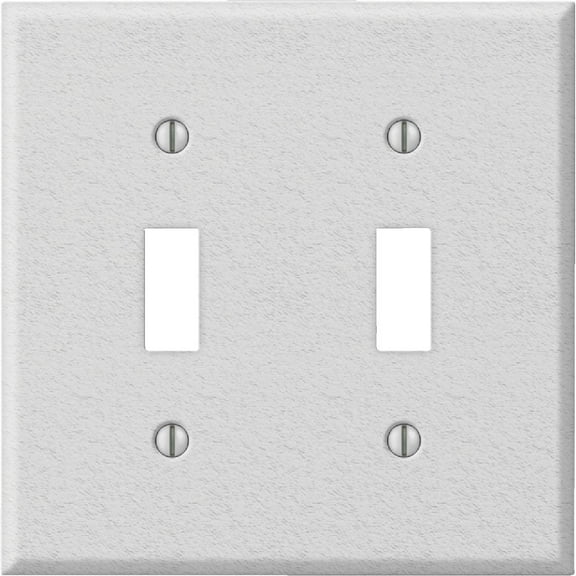 Amerelle PRO 2-Gang Stamped Steel Toggle Switch Wall Plate, White Wrinkle
