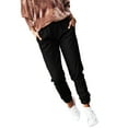 thumbnail image 4 of Qiylii Women Solid Color Trousers, Elastic Waist Leather Ninth Pants, 4 of 8