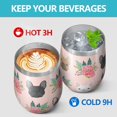 thumbnail image 4 of 12oz Stemless Wine Tumblers Pink French Bulldog Flowers Florals Vacuum Insulated Stainless Steel Travel Tumbler Cups Mug with Lid and Straw for Champaign,Cocktail,Beer with Cleaning Brush, 4 of 5