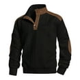 thumbnail image 1 of RXMEKW Color Block Quarter Zip Sweatshirt for Men with Stand Collar Long Sleeve for Spring Fall Polyester Knit, 1 of 9