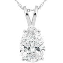 Pompeii 3 Ct Pear Shape Solitaire Lab Grown Diamond Pendant 14k White Gold Necklace