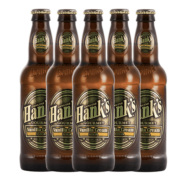 Hank's Genuine Gourmet Vanilla Cream Soda, 12 fl oz Bottles – Premium Craft Soda with Rich, Robust Flavor, Pack of 5