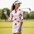 thumbnail image 4 of Uorisanigo Cute Ladybug Women's Golf Top Breathable Women's Dry-Fit Golf Polo Shirts Casual Versatile 3/4 Roll Sleeve Quarter Zip Tennis Tops Fashionable Outing Wear for Women, 4 of 7
