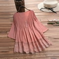 thumbnail image 2 of Womens Plus Size Clearance $5,Women Vintage Jacquard Three Quarter Lace V-Neck Plus Size Top T-Shirt Blouse, 2 of 5