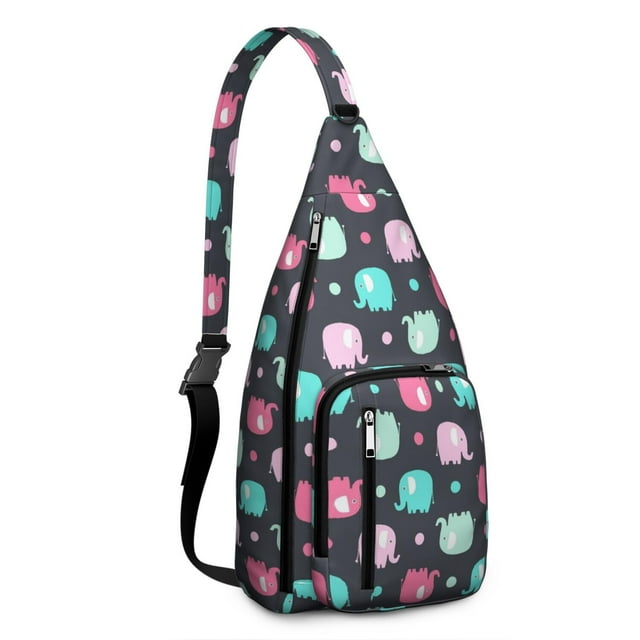 Mandala Elephant Sling Backpack - Bohemian Floral Pattern Shoulder Bag, Fashionable Anti-Theft Pack for Hiking & Outdoor Adventures