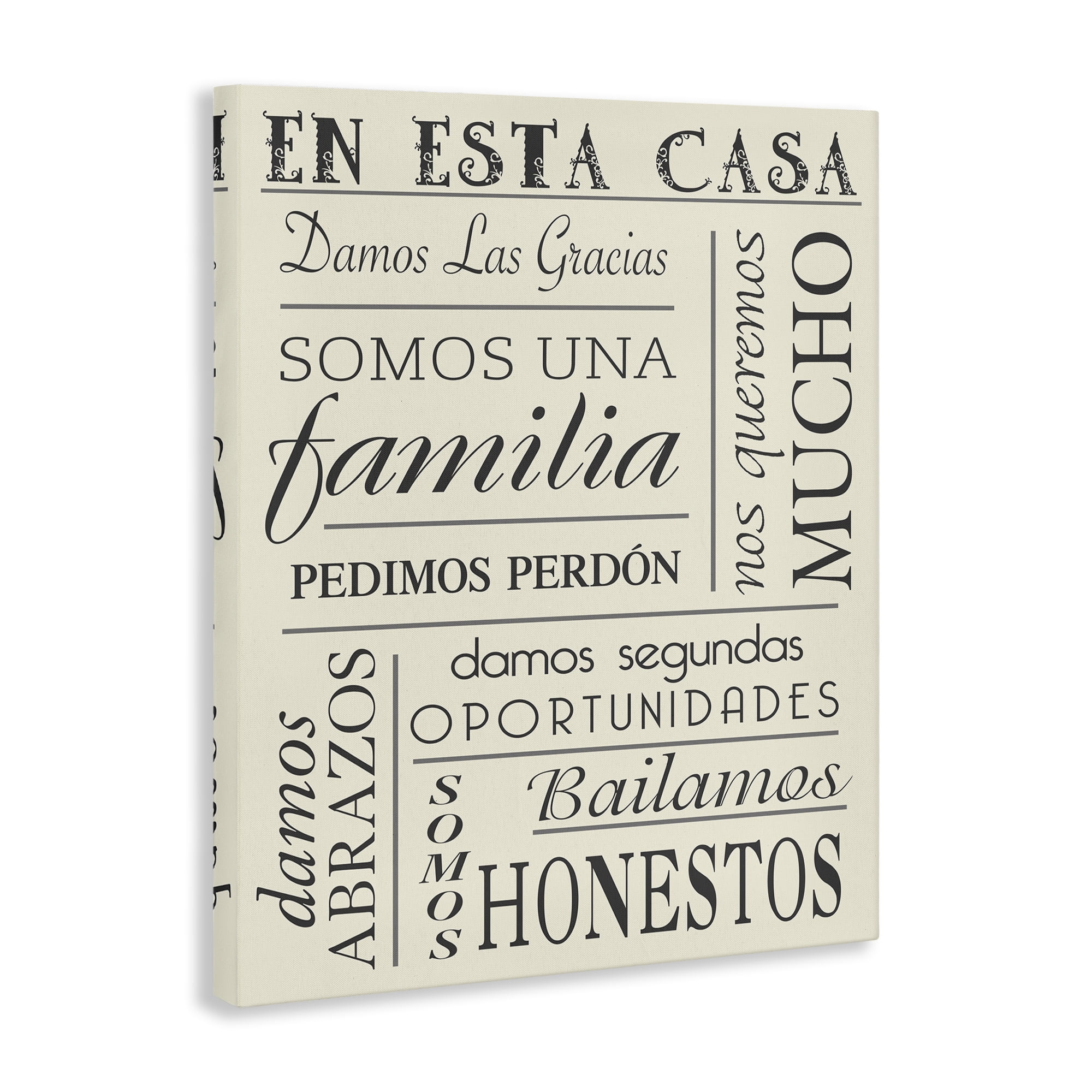 Stupell Industries En Esta Casa Familia Inspirational Quotes & Sayings Painting Wrapped Canvas Art Print Wall Art, 24 x 30