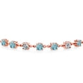 thumbnail image 2 of Gem Stone King 4.26 Ct Round Blue Zircon 18K Rose Gold Plated Silver Lab Grown Diamond Tennis Bracelet for Women (Fully Adjustable up to 9 inch), 2 of 3