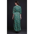 thumbnail image 3 of Bimba Rayon Leaves & Flower Floral Smocked Waist Printed Gown Maxi Side Slit LadiesÂ&nbsp;Dress-Small, 3 of 6