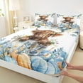 thumbnail image 3 of Manfei Cartoon Highland Cow Twin Sheet Sets 3pcs, Thanksgiving Pumpkin Twin Fitted Sheet, Farmhouse Animal Flat Sheet, Super Cozy Room Decor, 3 of 7