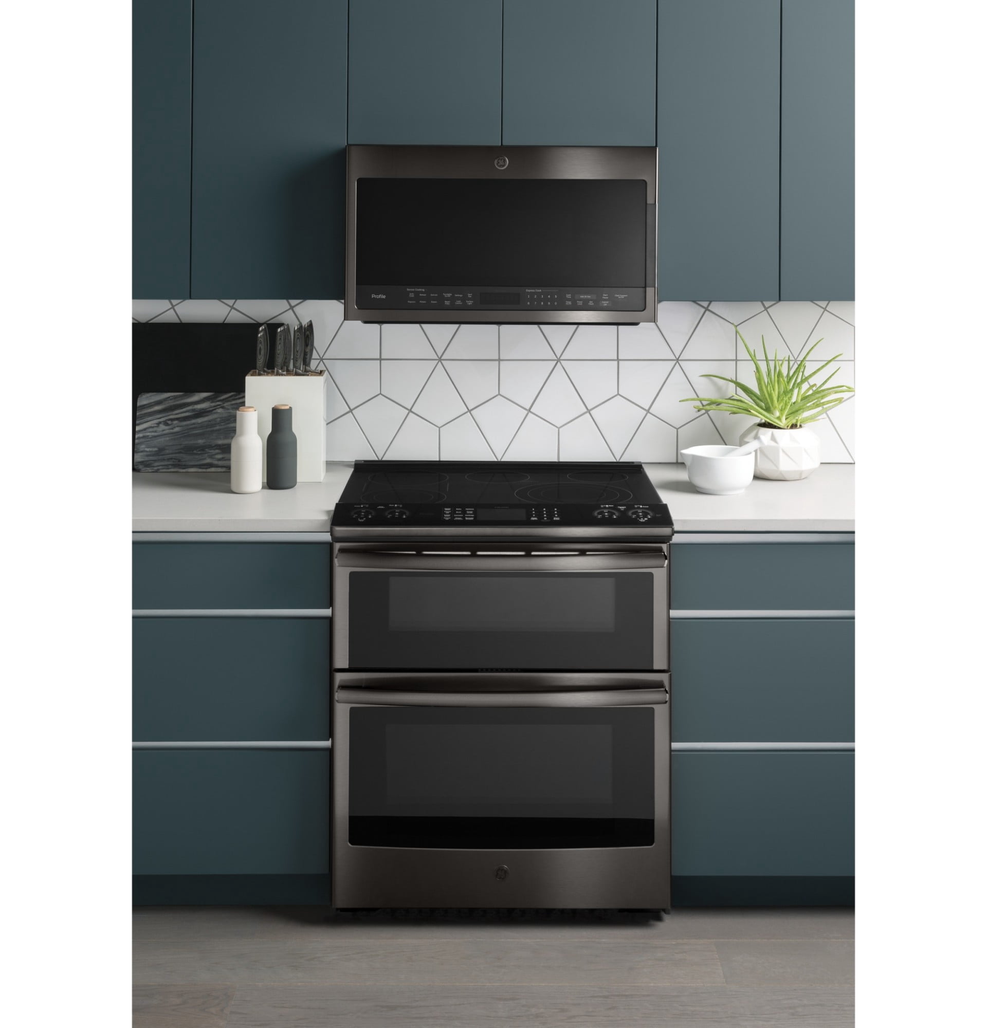 Ge Pvm9005bl Profile 30" Wide 2.1 Cu. Ft. 1000 Watt Over The Range Microwave - Stainless