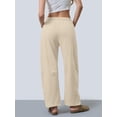 thumbnail image 4 of Women'S Leg Sweatpant Drawstring Elastic Waisted Wide Leg Pants Casual Palazzo Trousers with Pockets Apricot M, 4 of 6