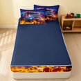 thumbnail image 4 of Erosebridal Fire Truck Zipper Twin Comforter Sets with Fitted Sheet and 2 Pillowcases, Night Scene Zipper Bedding Set, Dramatic Night, Navy Reversible, 4 of 7