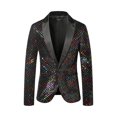 thumbnail image 5 of INSPIRE CHIC Sequin Blazer for Men's Peak Lapel Prom Party Shining Plaid Sports Coat S Multicolor, 5 of 5