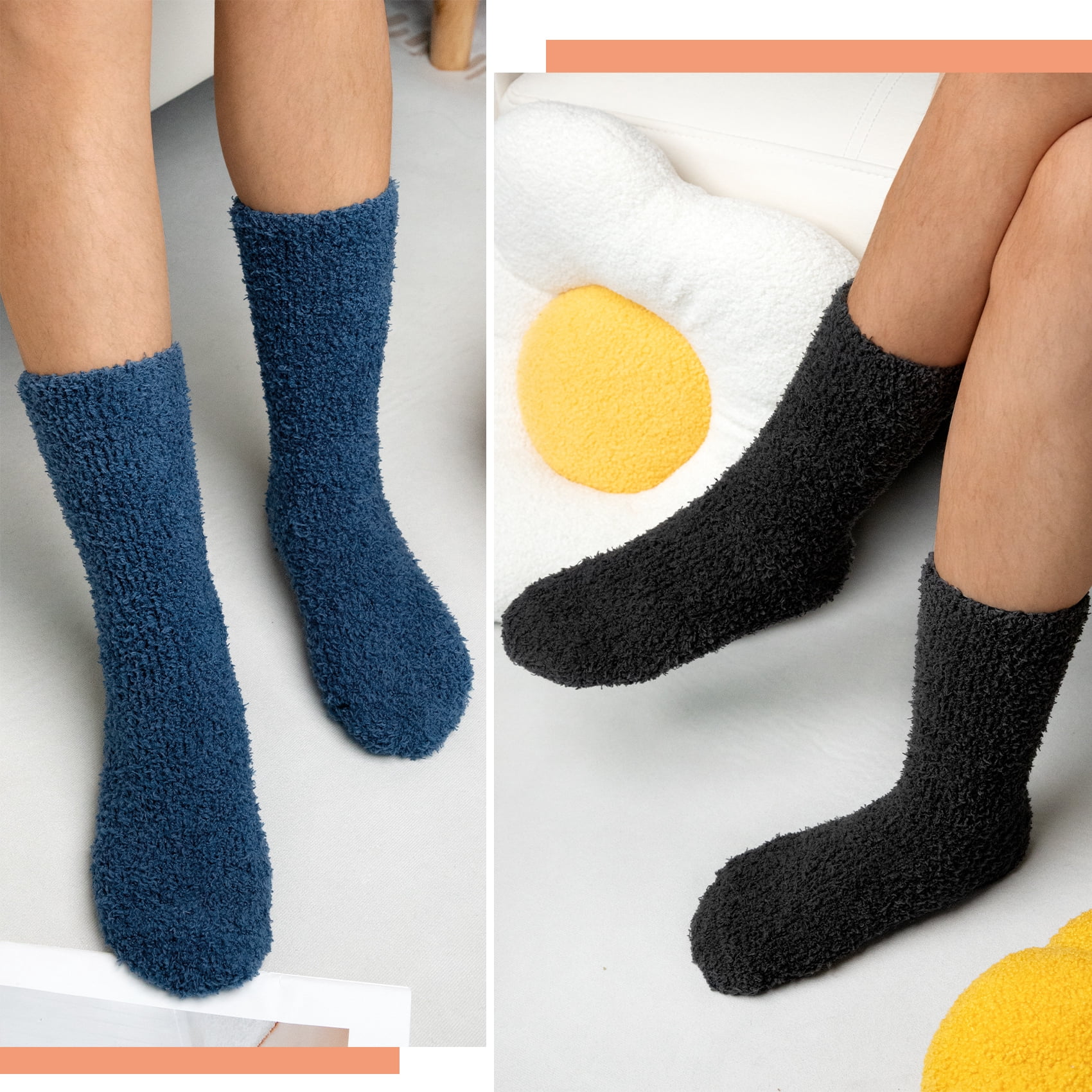 KOITHOT 6 Pack Men Fuzzy Socks Warm Winter Soft Fluffy Cozy Slipper Fleece Socks for Men