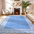 thumbnail image 4 of Garvee 5'x7' Scalloped Area Rug Modern Lace Edge Carpet, Washable Solid Rug Non-Slip Low Pile Indoor Mats for Living Room Bedroom Home Decor, Blue, 4 of 10