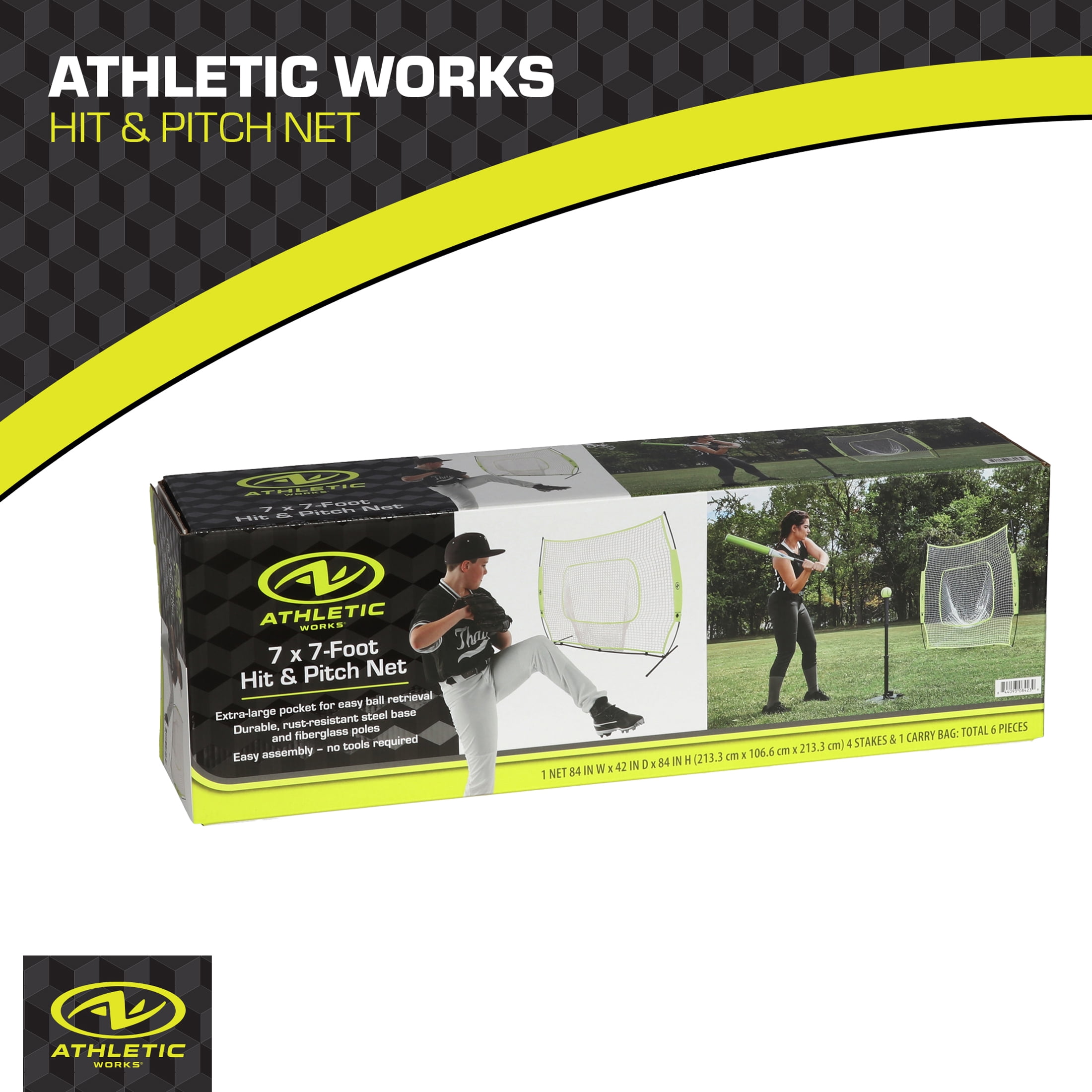 Athletic Works 7 ft. x 7 ft. Hit and Pitch Training Net for Baseball and Softball