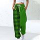 thumbnail image 1 of Puntoco Pantalones De Chándal Con Cordón Estampado A Cuadros No Posicionados De Moda Para Mujer Verde M, 1 of 5