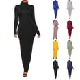 thumbnail image 5 of Women Bodycon Long Sleeve Maxi Dress Turtleneck Casual Long Midi Club Party, 5 of 14