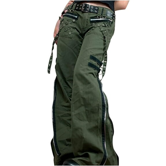 Ayfxijin Pants for Women，Women's Mid Ripped Frayed Hem Casual Trousers