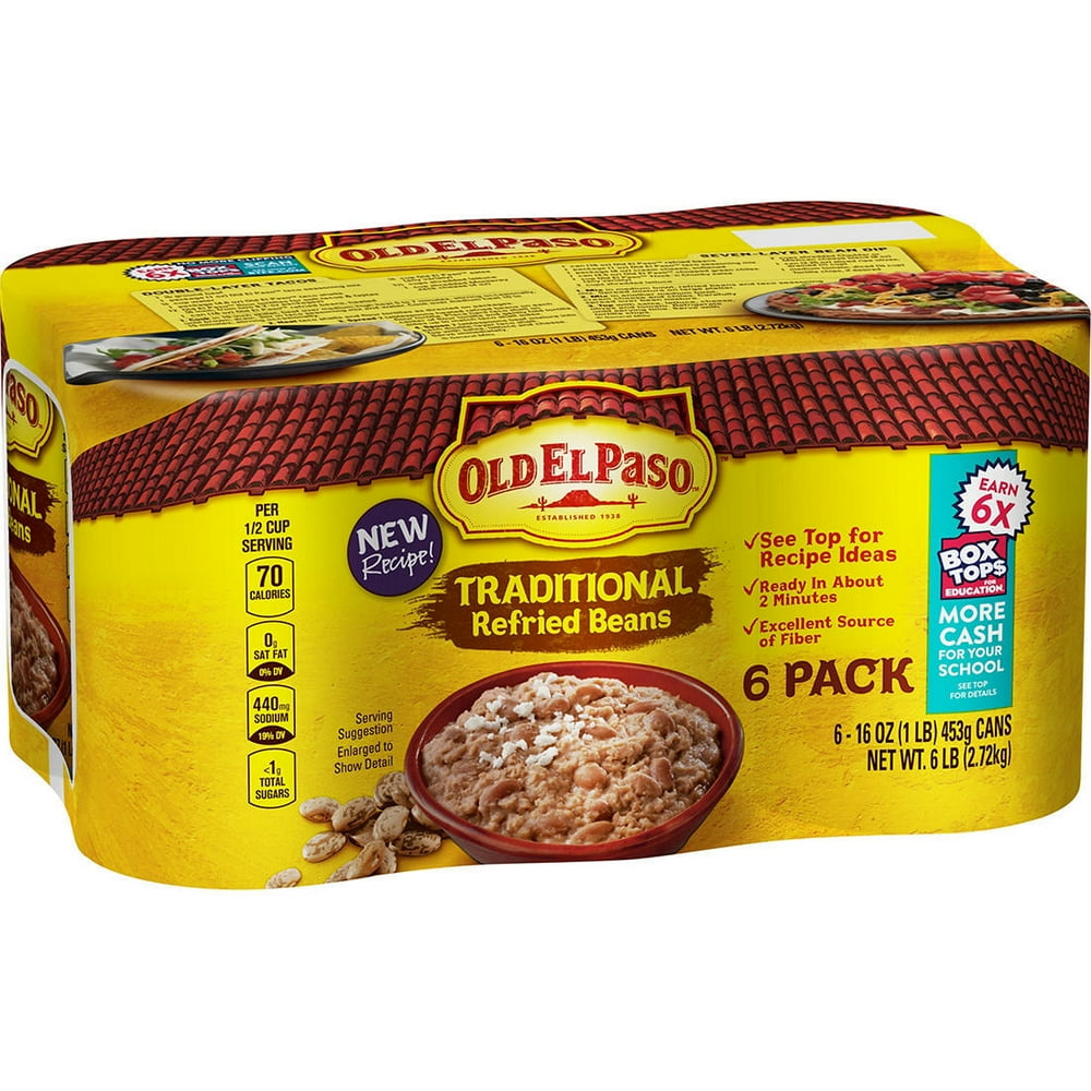 Product of Old El Paso Traditional Refried Beans 6 Pk. 16 oz. Walmart