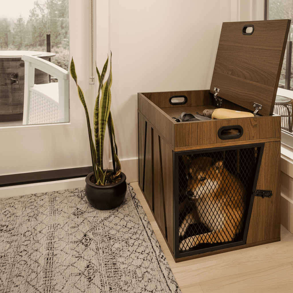 Lucky Kennels Penny Furniture Style Small Dark  Crate, 1-Door, 24" Wood for Dog