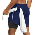 thumbnail image 2 of Haitryli  Mens 2 in 1 Sport Shorts Running Biker Shorts Quick Dry Athletic Boyshorts Swimming Trunks Navy Blue M, 2 of 3
