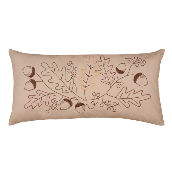 Luke Embroidered Thanksgiving Throw Pillow, 12" x 24"