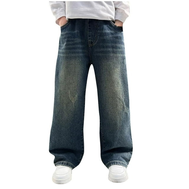 Zanarzt Denim Jeans for Boys Jeans Spring Fall Teenagers Fashionable Ripped Jeans Straight Leg Pant Toddler,4-5 Years