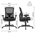 thumbnail image 3 of JONPONY Big and Tall Office Chair 500lbs, Ergonomic High Back Computer Desk Chair for with Adjustable Waist Support and Heavy Duty Metal Base Mesh Chair,Black, 3 of 9