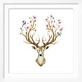 thumbnail image 2 of Art.com Watercolor Illustration Isolated Deer, Big Antlers, Flowers and Birds on the Horns, Branches Cherry Art Print by Anastasia Zenina-Lembrik, White Frame Wall Art, 38" x 38", 2 of 5