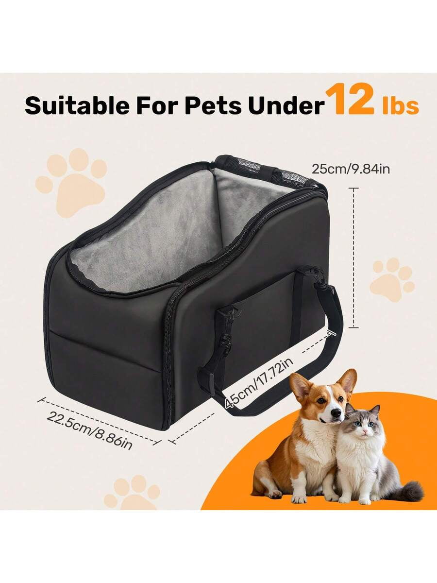 Removable And Washable Car Comfortable Pet Seat For Small Dogs And Cats - Portable Center Console Travel Bed