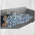 thumbnail image 6 of Blue Soft Flannel Fleece Blanket, Retro Hand Drawn Circles Rounds Color Cells Painted Bubble Like Grungy Style Tile, Cozy Plush for Indoor and Outdoor Use, 60" x 80", Blue Pale Blue, by Ambesonne, 6 of 6