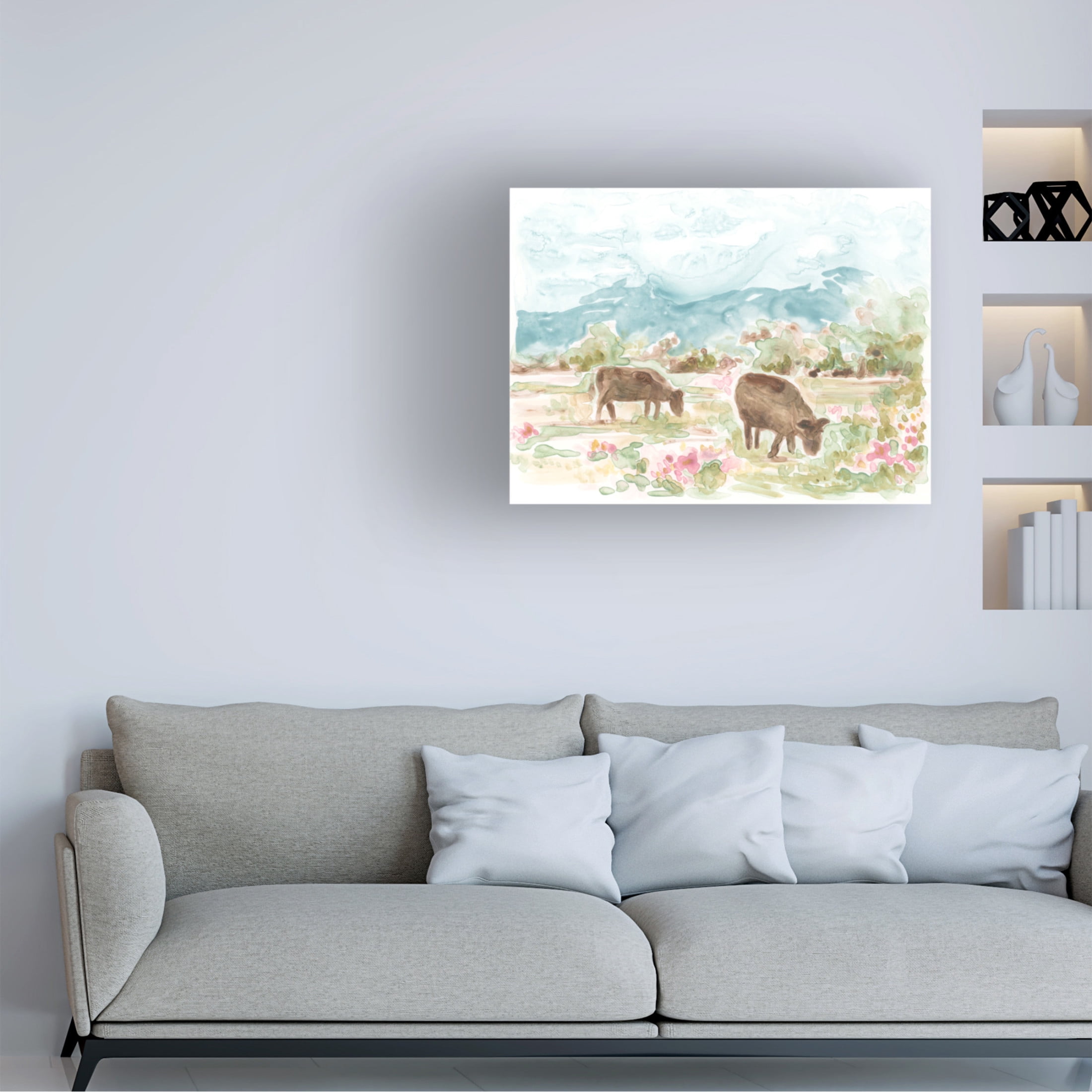 Trademark Fine Art June Erica Vess  Cow Meadow III Canvas Wall Art