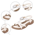 thumbnail image 4 of Rokment Womens Sparkly Sequin Flower Orthopedic Dress Sandals Beach Summer Comfortable Leather Arch Support Wedge Low Heel Slingback Walking Sandals E Size 6, 4 of 6