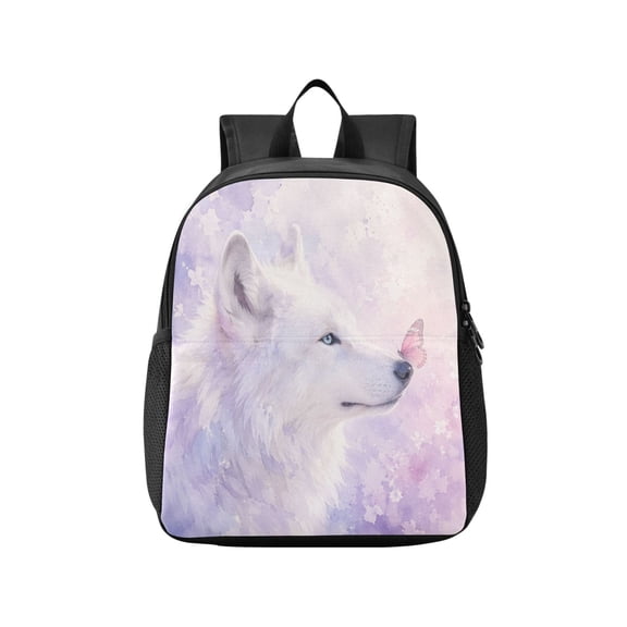 Toddler Backpack White Wolf Wall Art Waterproof Lightweight Backpack Casual Mini Daypack for Daycare & Travel
