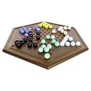 Craftsman Natural Wood Veneer Deluxe Chinese Checkers Set