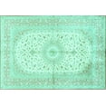 thumbnail image 1 of Ahgly Company Indoor Rectangle Medallion Turquoise Blue Traditional Area Rugs, 5' x 8', 1 of 4
