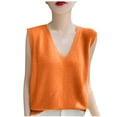 thumbnail image 2 of Summer Tank Tops For Women Sleeveless V-Neck Casual Solid Color Loose And Comfortable Workout Tank Tops — Orange∣XL, 2 of 4