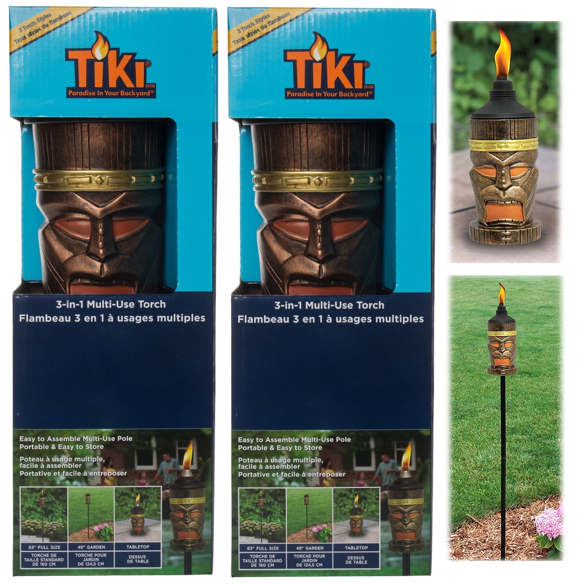 Tiki Torches Set Outdoor 3 In 1 Tabletop Garden Deck Or 63 Inch