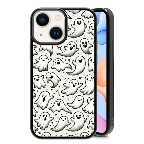 Halloween Ghosts for iPhone 15 Case, Cute Aesthetic Trick or Treat Shock-Absorbent Protectivefor Woman,Black