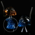 thumbnail image 2 of Halloween Skull Glass Cup Wine Glass Multipurpose Clear Skull Face Drinking Cup for Cocktail Margarita Whiskey Juice for Halloween Themed Party Decorations Gifts Blue, 2 of 9