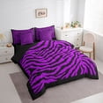 thumbnail image 3 of Feelyou Modern Purple Stripes Bedding Comforter Set 7pcs for Women, Chic Zebra Print Queen Bedding Sets, Artwork Abstract Ombre Reversible Queen Sheet Sets, Super Cozy Room Decor, 3 of 8