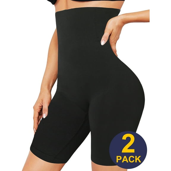 QRIC Women Shapewear Shorts Tummy Control Butt Lifter Body Shaper High Waist Compression Shorts Thigh Slimmer Pack of 2