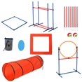 thumbnail image 1 of Dog Agile Hurdle Cone Set - 12 Cones & 6 Agile Rods Combo, 4-Height Adjustable Dog Training Equipment, PVC Durable Material, Stackable Design, Includes Storage Bag, 1 of 9