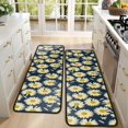 thumbnail image 4 of Kitchen Rugs Sets Of 2,Darkblue Daisy Flower Yellow Centers Pattern Anti Fatigue Kitchen Mat Rugs Non Slip Washable,Decorative Kitchen Floor Mats for Kitchen,Sink,Laundry,17"x47"+17"x47", 4 of 5